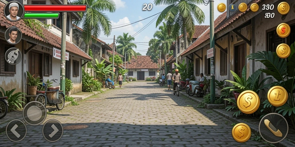 Screenshot menunjukkan antarmuka permainan yang sederhana.